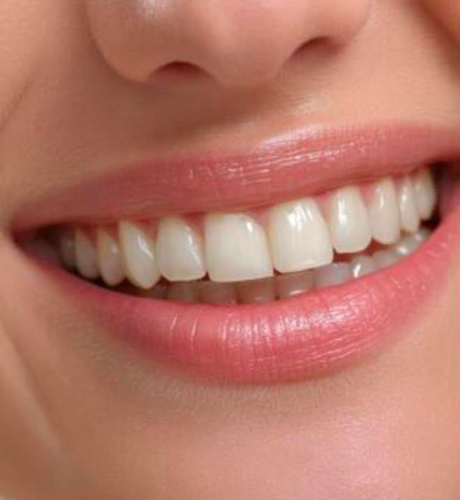 Sorriso antes do clareamento, dentes mais amarelados